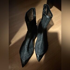 Elegant Black Mesh Ankle Boots